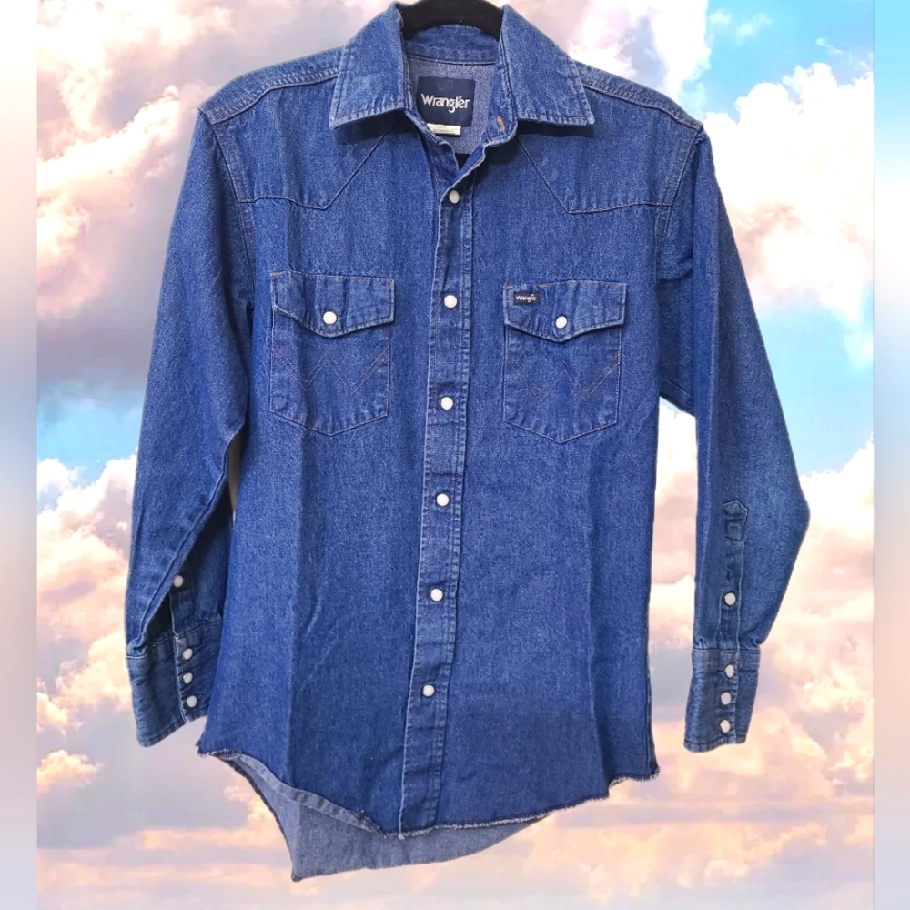 Vintage 80s Wrangler Western Pearl Snap Shirt Cowboy Ranchwear